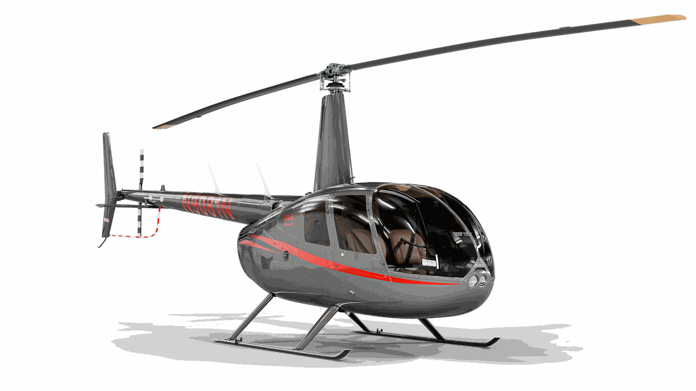 Robinson R44 three-quarter view